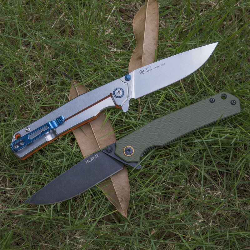 Ніж складаний туристичний Ruike P801-G, (8.6 см) 14C28N / G10 оливковий