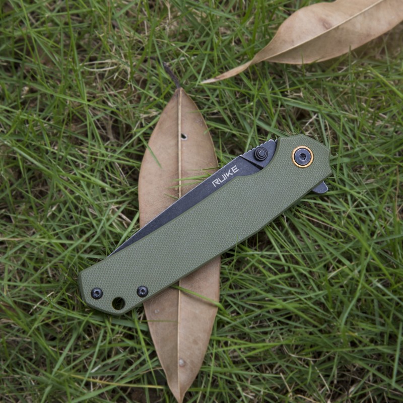 Ніж складаний туристичний Ruike P801-G, (8.6 см) 14C28N / G10 оливковий