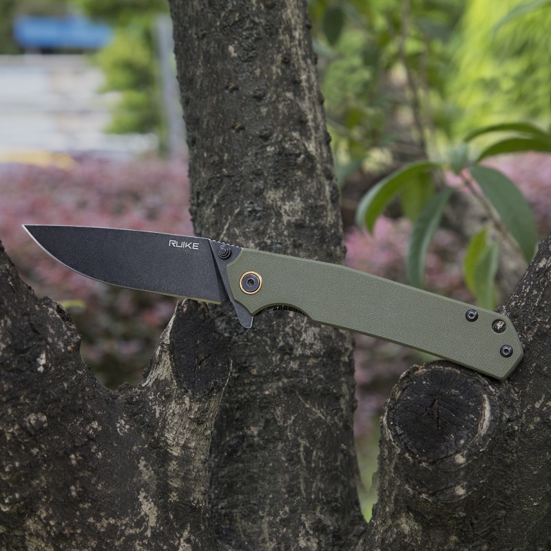 Ніж складаний туристичний Ruike P801-G, (8.6 см) 14C28N / G10 оливковий