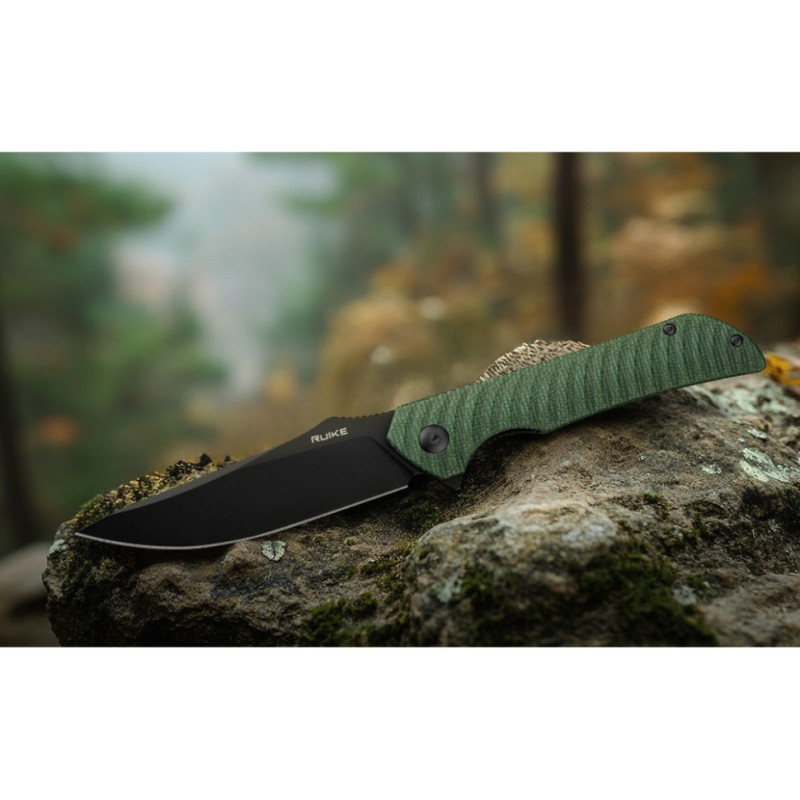 Ніж складаний туристичний Ruike P123-MG, (9.2 см) 14C28N / мікарта темно-зелений