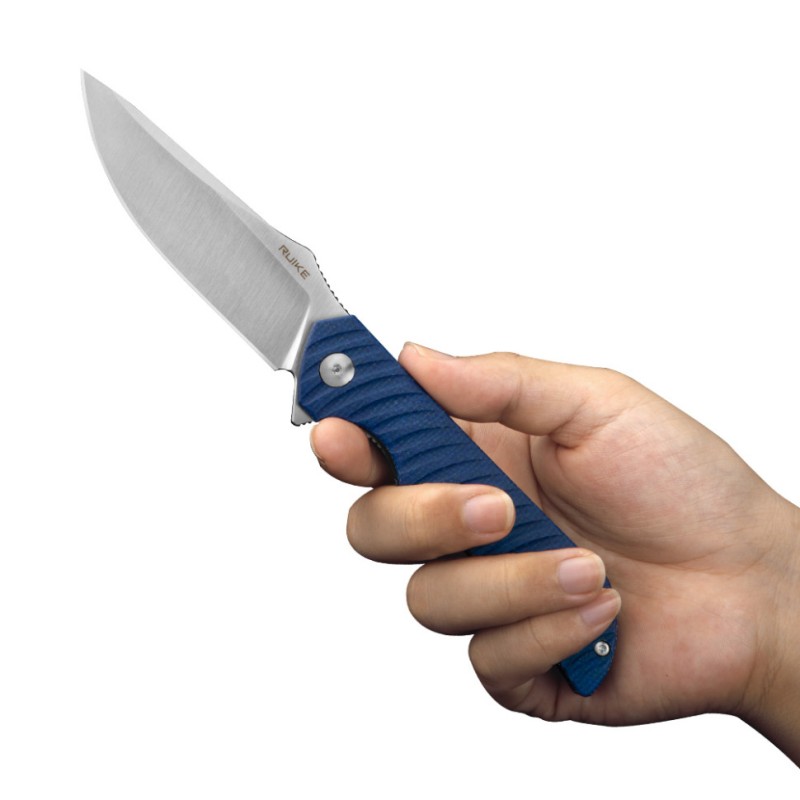 Ніж складаний туристичний Ruike P123-ME, (9.2 см) 14C28N / мікарта синій