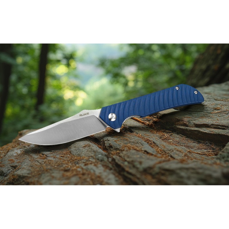 Ніж складаний туристичний Ruike P123-ME, (9.2 см) 14C28N / мікарта синій