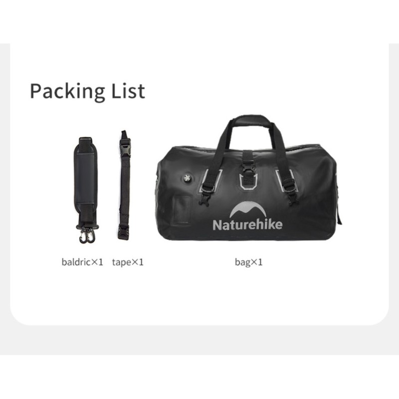Водонепроникна дорожня сумка Naturehike CNK2450XB015, 60 л, чорна