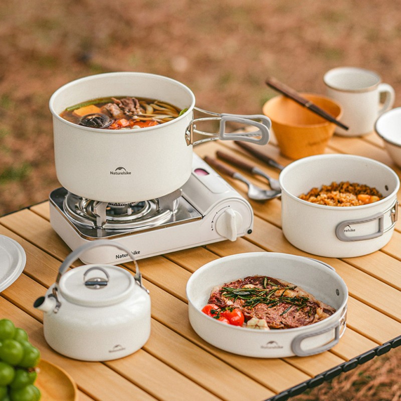 Чайник з керамічним антипригарним покриттям Naturehike CNK2450CF013 0,8 л, алюміній, білий