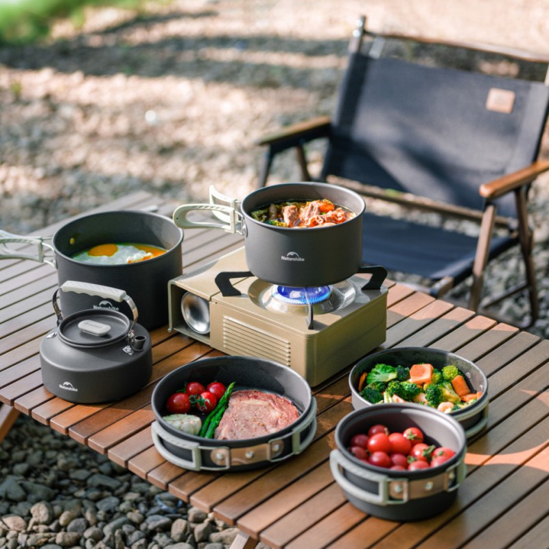 Набір посуду (2 каструлі, сковорідка) Naturehike CNK2450CF010, алюміній