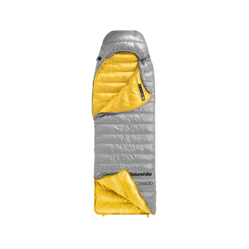 Спальник з натуральним пухом Naturehike CW400 NH18C400-D, p-р M, жовто-сірий