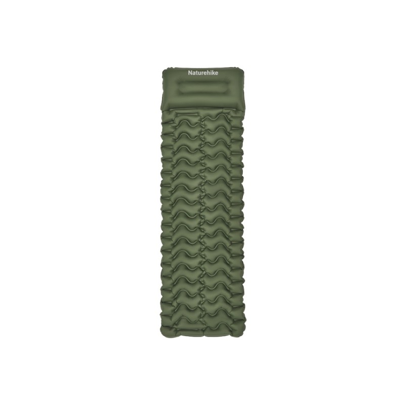 Матрац туристичний надувний одномісний  Naturehike CNK2550WS019, 200х60х6.5 см, зелений, для кемпінгу із мішком для надування