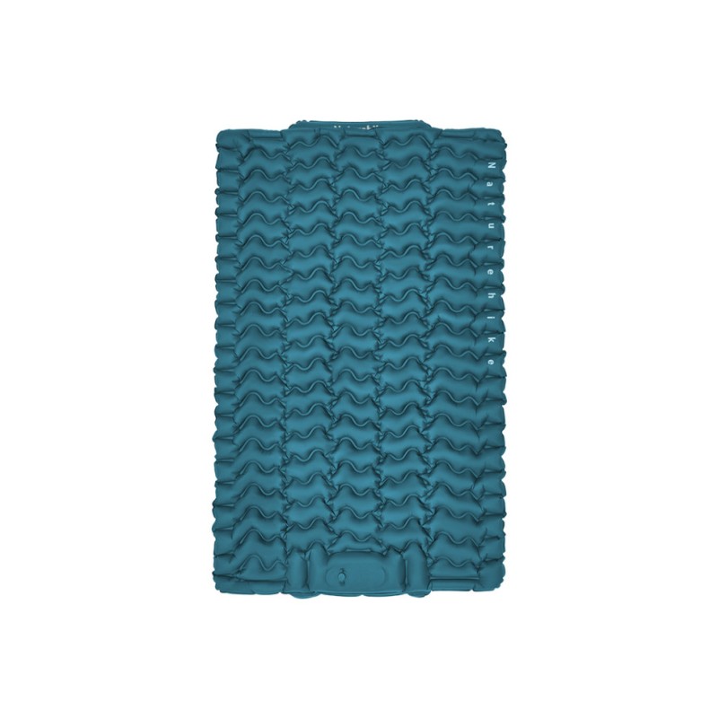 Матрац туристичний надувний двомісний Naturehike CNK2550WS019, 200х125х6.5 см, синій із вбудованою помпою для надування