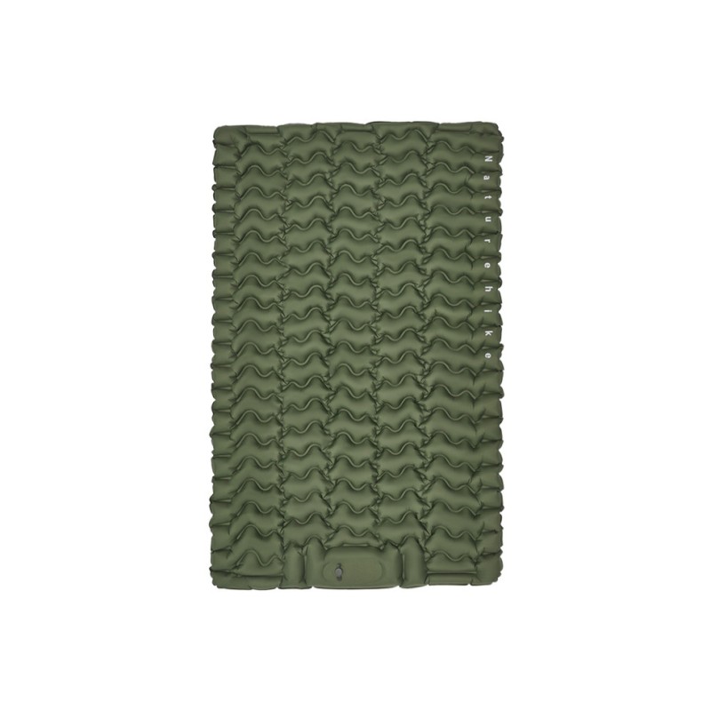 Матрац туристичний надувний двомісний Naturehike CNK2550WS019, 200х125х6.5 см, зелений із вбудованою помпою для надування