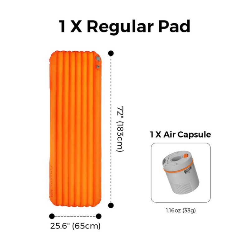 Килимок самонадувний Flextail Tiny Slleeping Pad R05 AVS, розмір L (196 х 55 х 7 см), помаранчевий