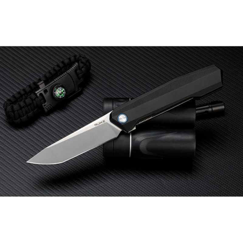 Ніж складаний туристичний Ruike P166-AB, (9.2 см) 14C28N / Aluminum чорний