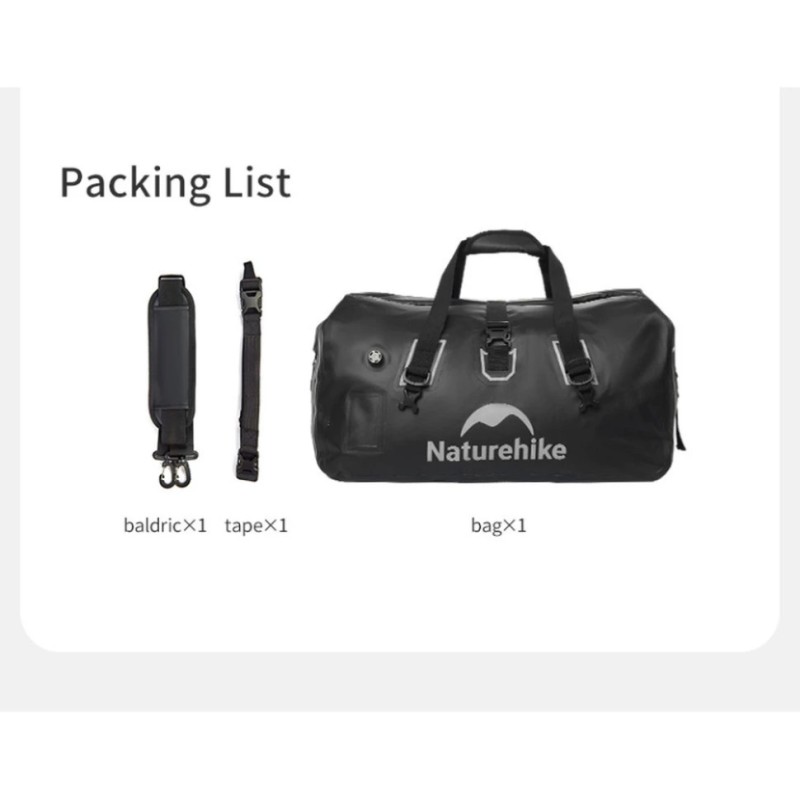Водонепроникна дорожня сумка Naturehike CNK2450XB015, 90 л, чорна