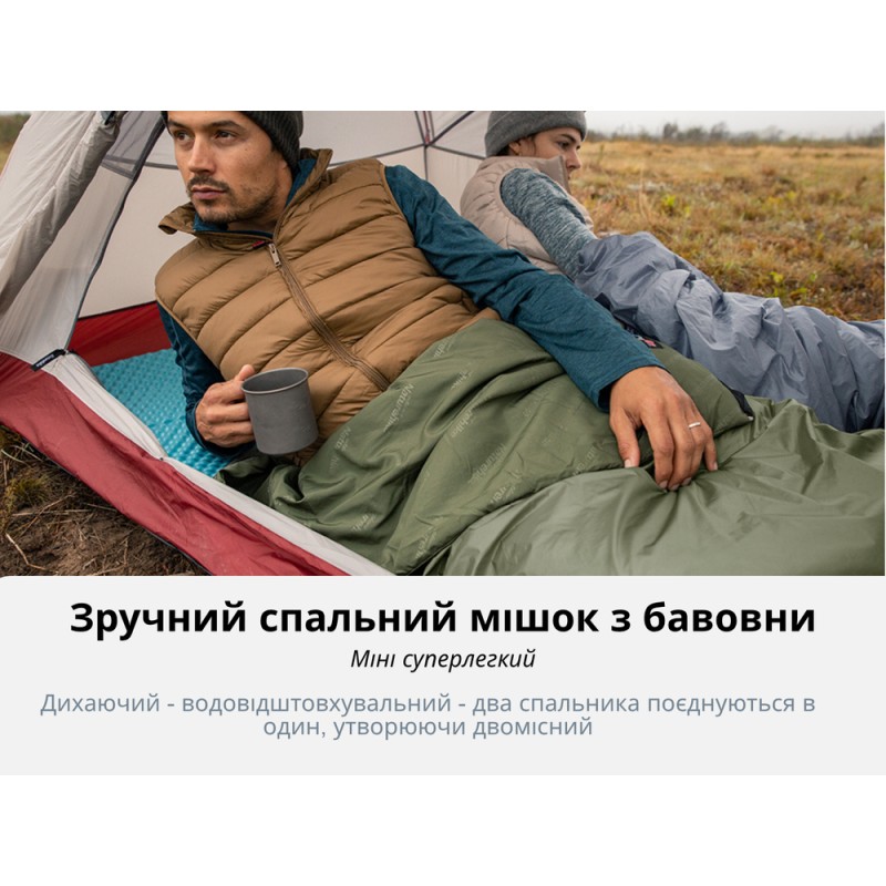 Спальний мішок Naturehike LW180 Mini NH21MSD04, правий, темно-зелений