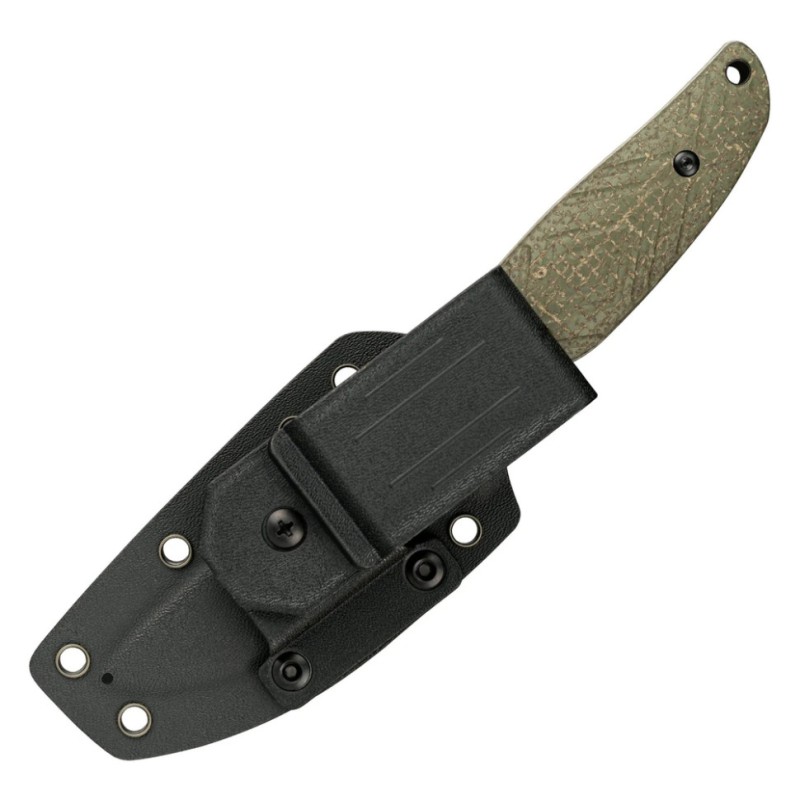 Ніж з чохлом туристичний SRM Fossa 605T-MP, (8.8 см) 14C28N / Micarta зелений