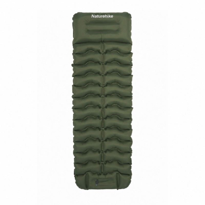 Матрац туристичний надувний одномісний Naturehike CNK2550WS019, 200x60x9.5 см, зелений, прямокутний із вбудованою помпою