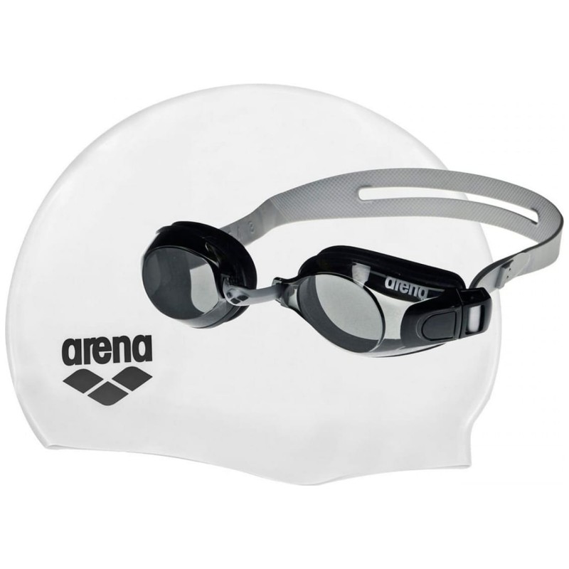 Комплект (окуляри+шапочка) Arena POOL SET чорний, білий Уні OSFM