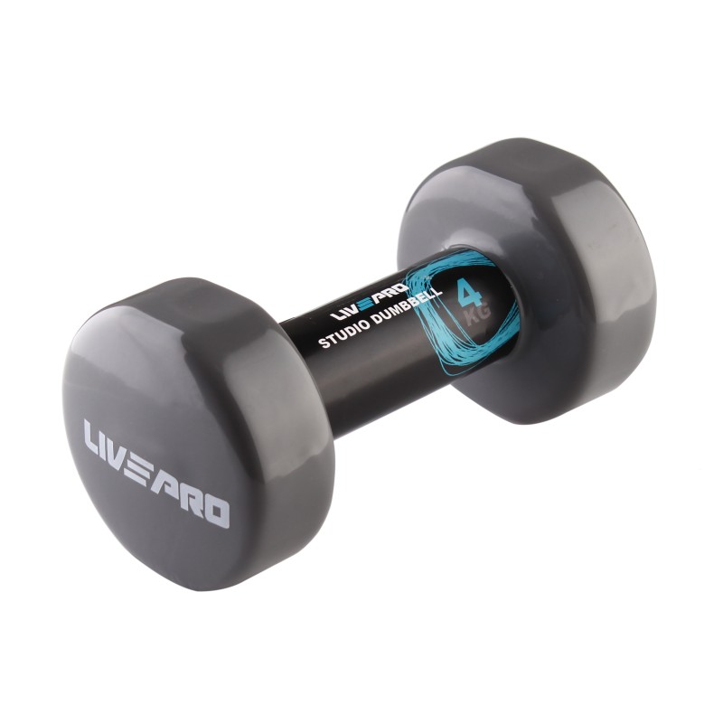 Гантель вінілова 1шт STUDIO DUMBBELL сірий 4кг (LP8076-4)