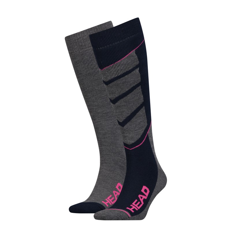 Шкарпетки гірськолижні Head UNISEX SKI V-SHAPE KNEEHIGH 2PPK синій, рожевий Уні 43-46