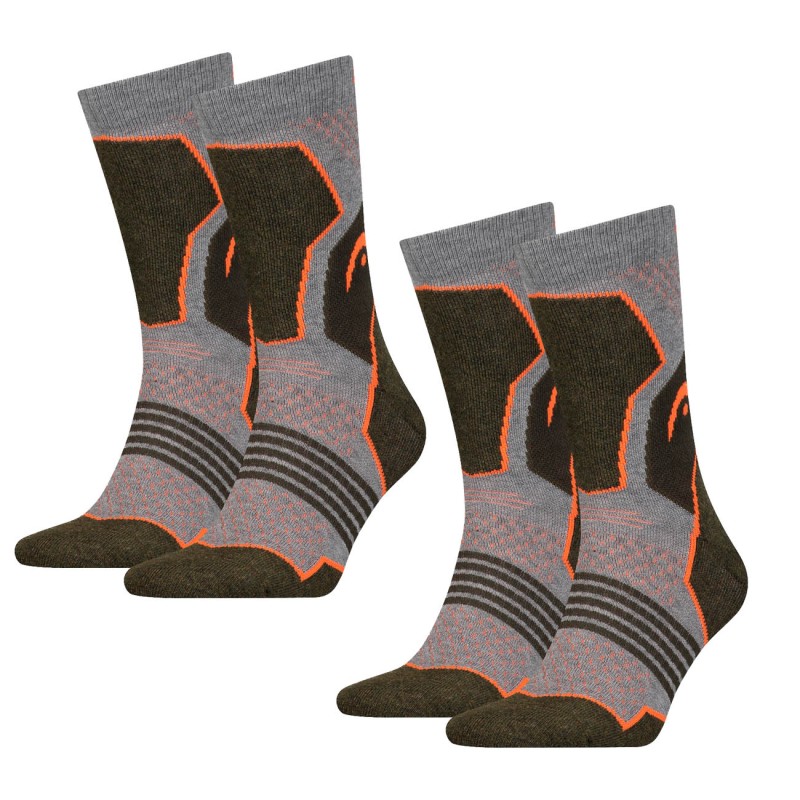 Шкарпетки Head HIKING CREW 2PPK UNISEX сірий, зелений Уні 35-38