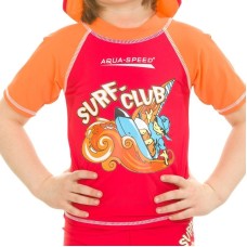 Топ сонцезахисний для хлопців Aqua Speed SURF-CLUB T-SHIRT 2021 червоний, помаранчевий Діт 104см