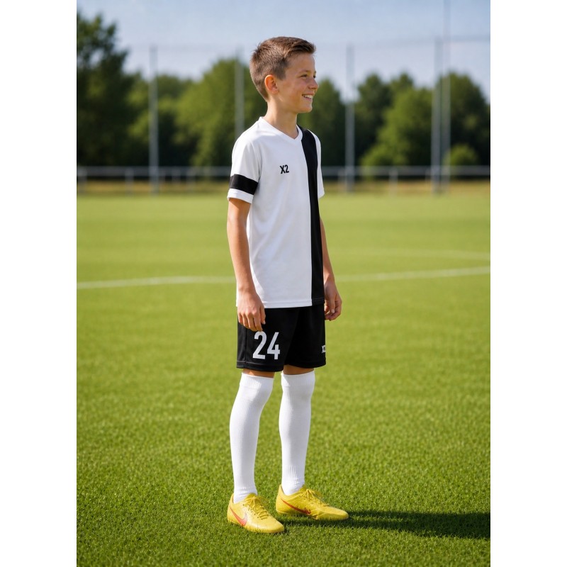 Дитяча футбольна форма X2 League (футболка+шорти), розмір XL (білий/чорний)
