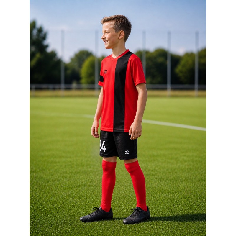 Дитяча футбольна форма X2 League (футболка+шорти), розмір S (червоний/чорний)