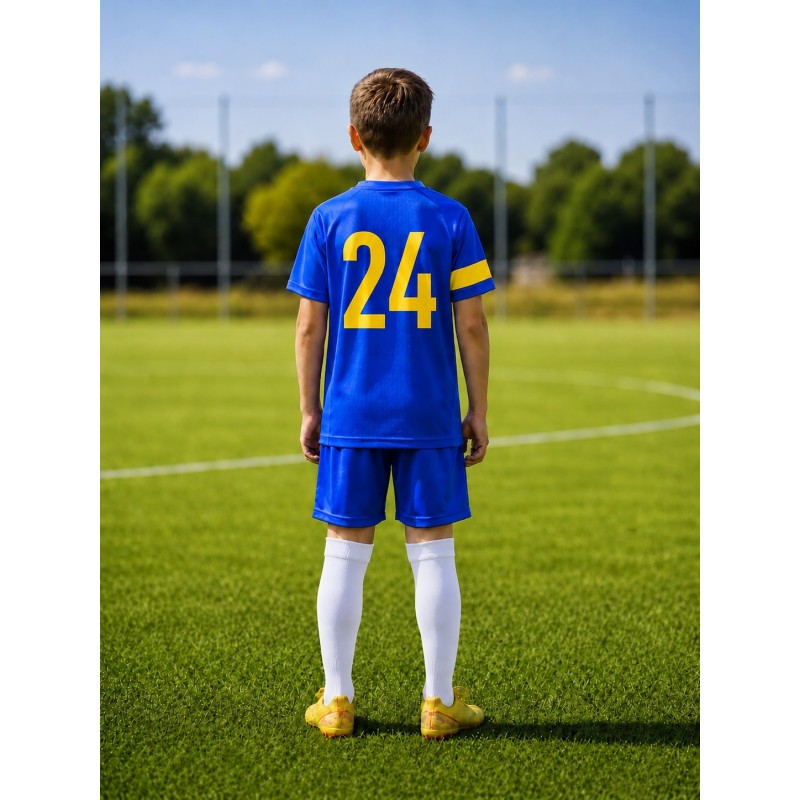 Дитяча футбольна форма X2 League (футболка+шорти), розмір S (синій/жовтий)