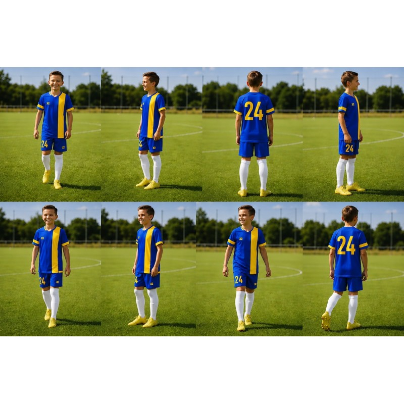 Дитяча футбольна форма X2 League (футболка+шорти), розмір M (синій/жовтий)