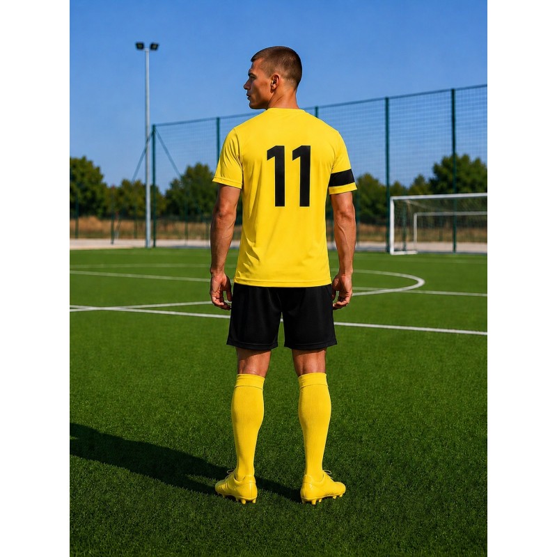 Футбольна форма X2 League (футболка+шорти), розмір M (жовтий/чорний)