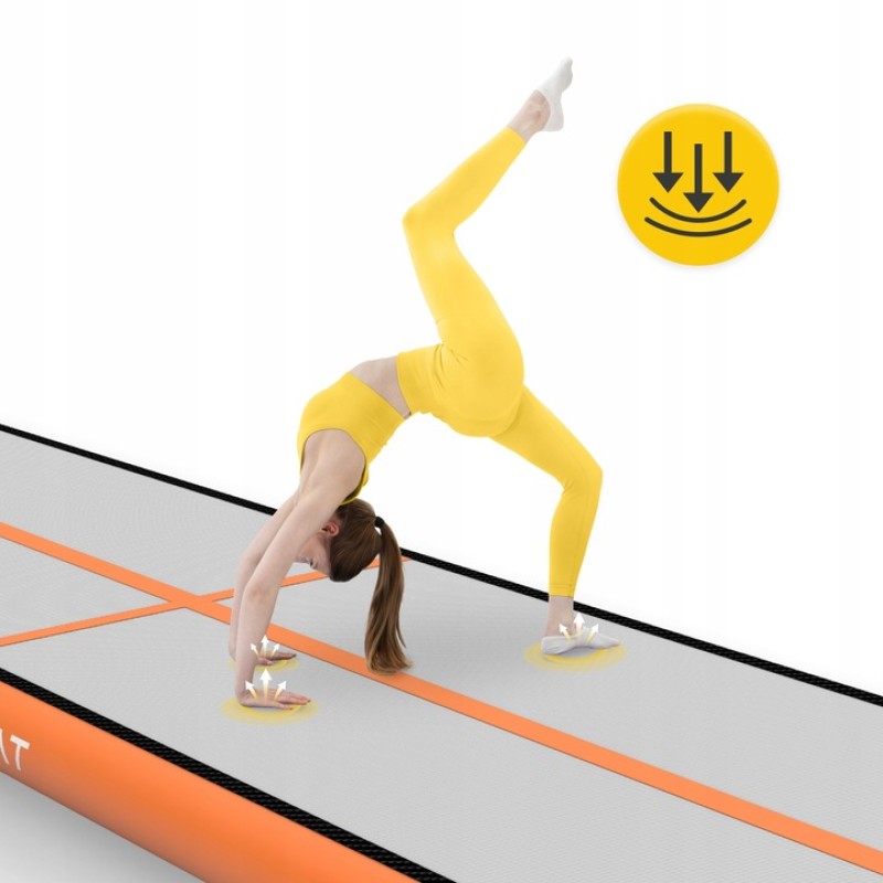 Гімнастична доріжка мат надувний AirTrack 4FIZJO Air Track Mat 500 x 100 x 15 см White/Orange