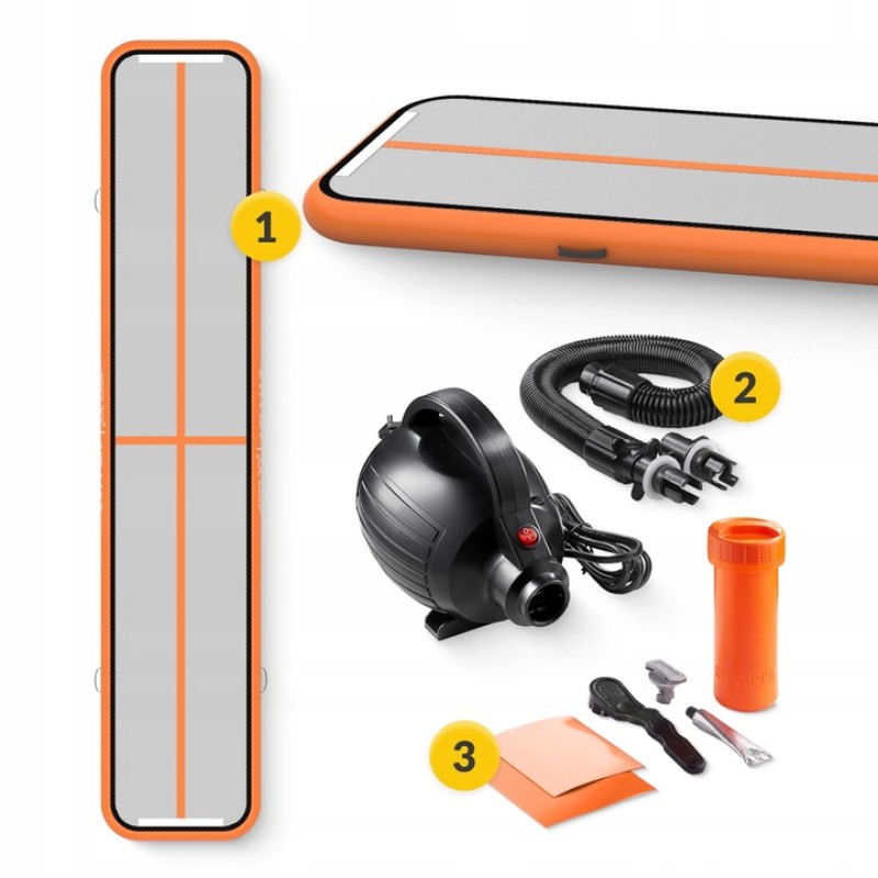 Гімнастична доріжка мат надувний AirTrack 4FIZJO Air Track Mat 500 x 100 x 15 см White/Orange
