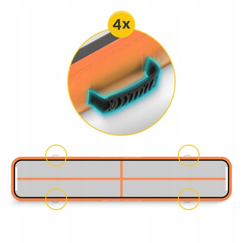 Гімнастична доріжка мат надувний AirTrack 4FIZJO Air Track Mat 500 x 100 x 15 см White/Orange
