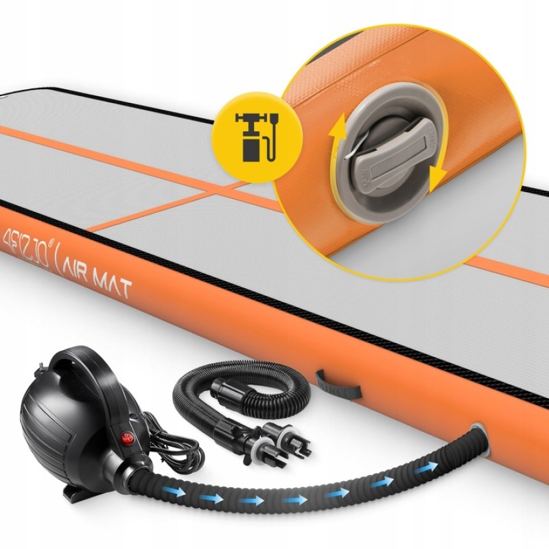 Гімнастична доріжка мат надувний AirTrack 4FIZJO Air Track Mat 500 x 100 x 15 см White/Orange