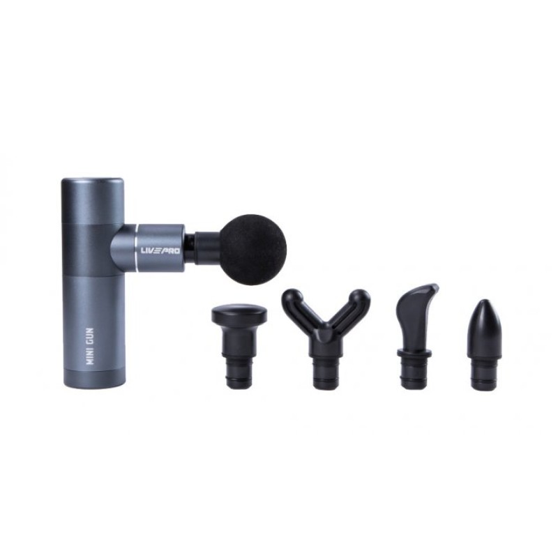 Перкусійний масажер MINI MASSAGE GUN сірий 13.7x9x4.6см (LP8513)