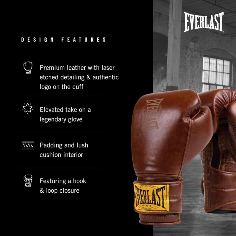 Боксерські рукавиці Everlast 1910 CLASSIC TRAINING GLOVE коричневий 16 унцій (P00002503)