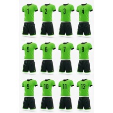 12 комплектів футбольної форми X2 "Start" (салатовий/чорний) 12X2003LG/BK