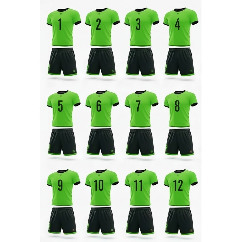 12 комплектів футбольної форми X2 "Start" (салатовий/чорний) 12X2003LG/BK