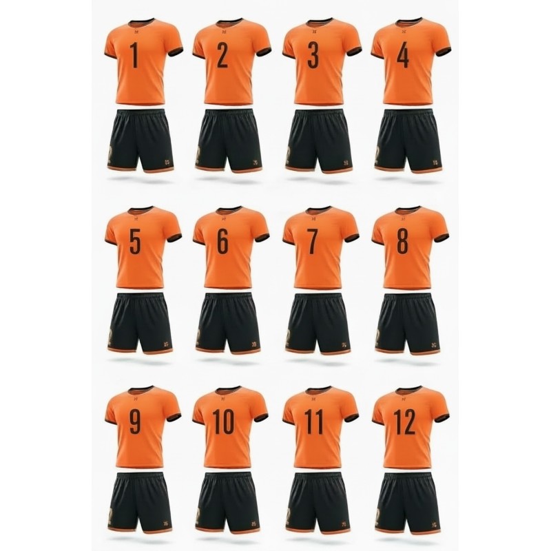 12 комплектів футбольної форми X2 "Start" (помаранчевий/чорний) 12X2003OR/BK