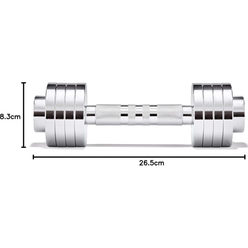 Гантель регульована Adidas Adjustable Chrome Dumbbell сріблястий 1-5 кг