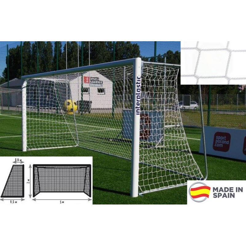 Футбольна сітка 5х2x0,8x1,5м. (Юніорська), шнур 3-3,5мм. (PP, white) "El Leon De Oro" 12443080000