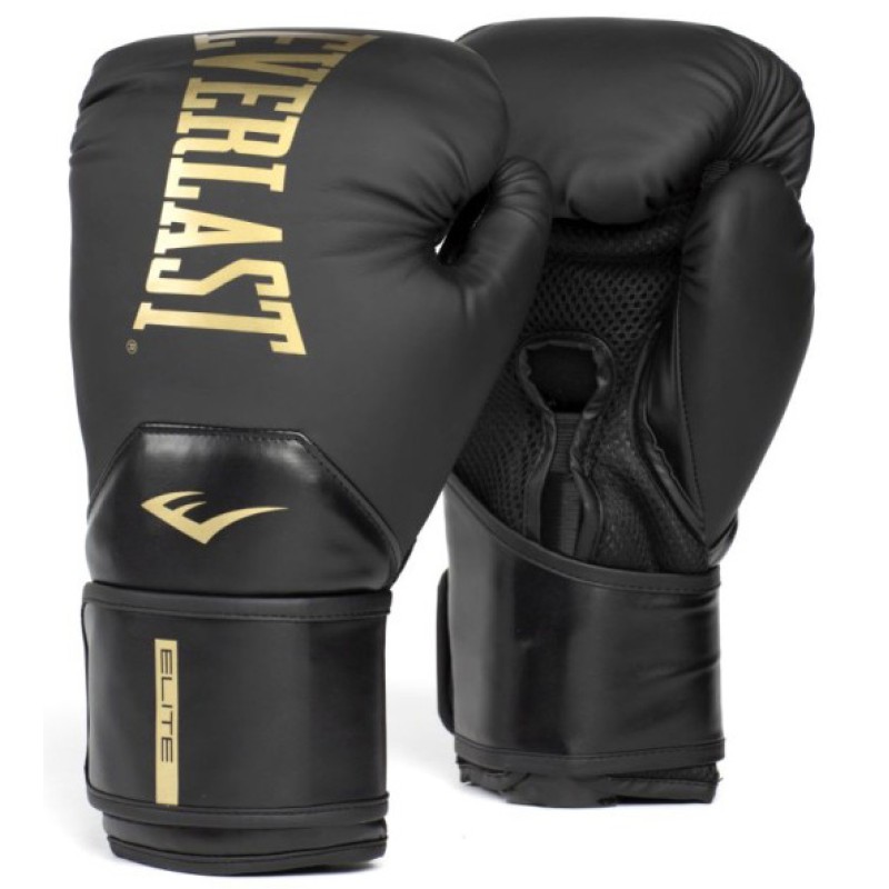 Боксерські рукавиці Everlast ELITE 2 BOXING GLOVES чорний, золотий Уні 16 унцій