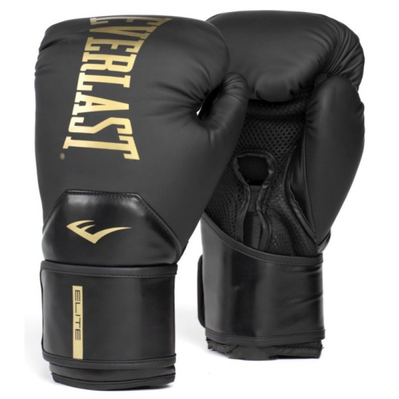 Боксерські рукавиці Everlast ELITE 2 BOXING GLOVES чорний, золотий Уні 10 унцій