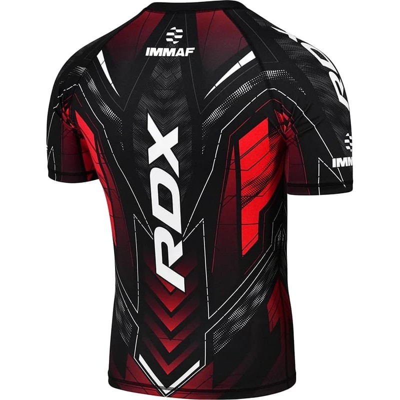Футболка компресійна RDX COMPRESSION SHIRT HALF SLEEVES IMMAF-1 чорний, червоний M