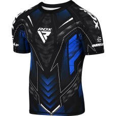 Футболка компресійна RDX COMPRESSION SHIRT HALF SLEEVES IMMAF-1 чорний, синій L