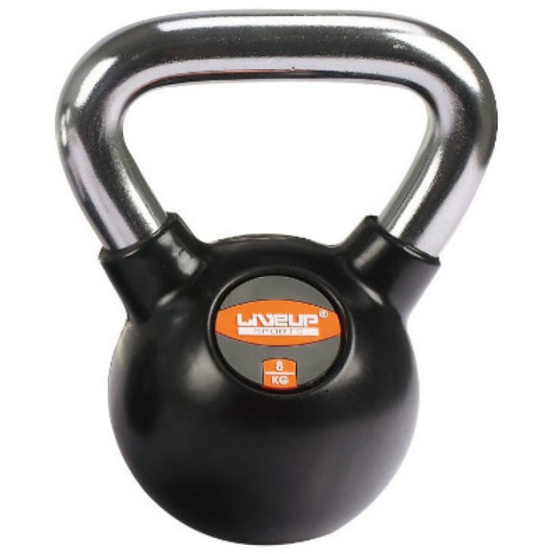 Гиря RUBBER KETTEL DUMBELL чорний 8кг (LS2044-8)