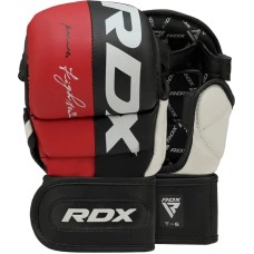Тренувальні рукавиці RDX GRAPPLING GLOVES REX T6 PLUS чорний, червоний, білий S (GGR-T6R)