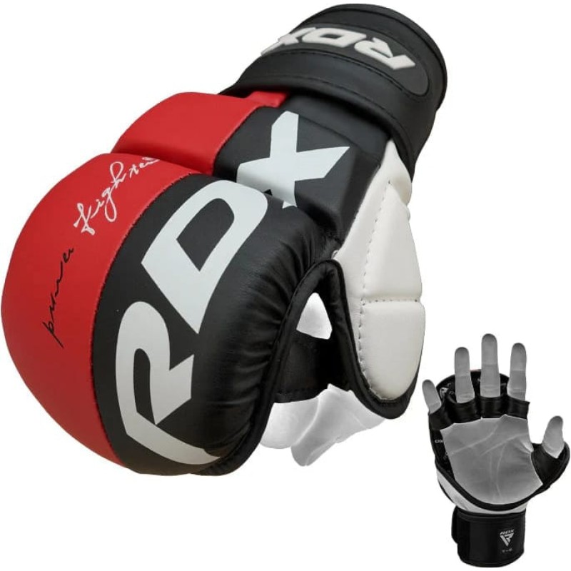 Тренувальні рукавиці RDX GRAPPLING GLOVES REX T6 PLUS чорний, червоний, білий M (GGR-T6R)