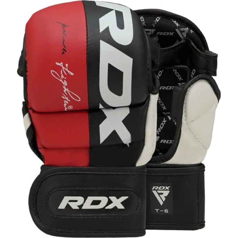 Тренувальні рукавиці RDX GRAPPLING GLOVES REX T6 PLUS чорний, червоний, білий L (GGR-T6R)
