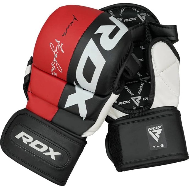 Тренувальні рукавиці RDX GRAPPLING GLOVES REX T6 PLUS чорний, червоний, білий L (GGR-T6R)