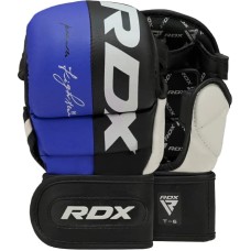 Тренувальні рукавиці RDX GRAPPLING GLOVES REX T6 PLUS чорний, синій, білий XL (GGR-T6U)